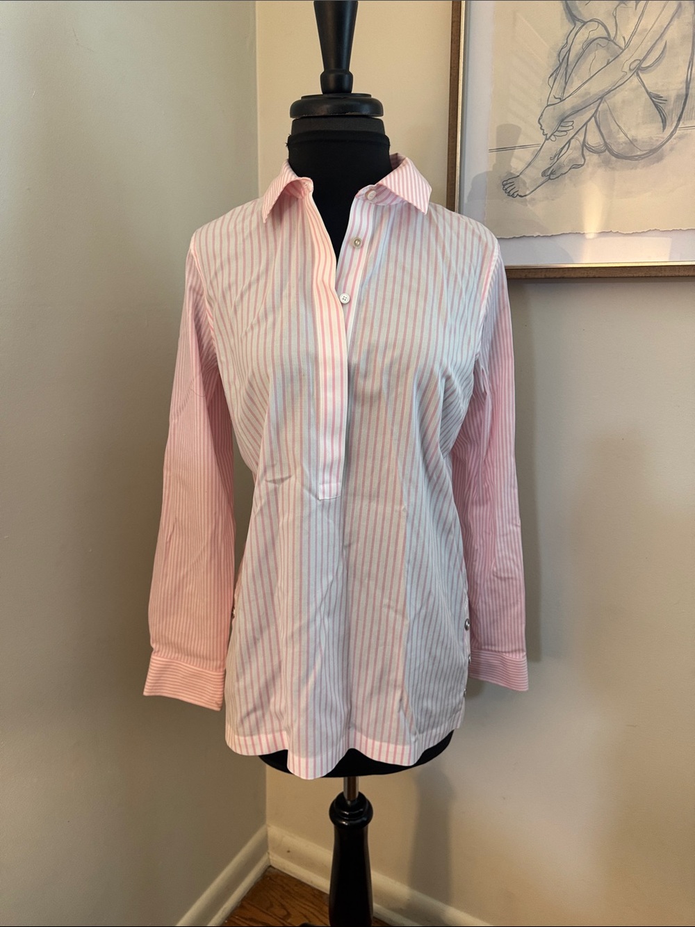 Talbots | Pink/White Non-Iron Tunic-Size 2
